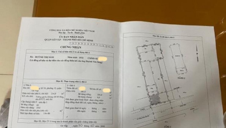 Bán nhà MT Phan Huy Ích P. 12 Quận Gò Vấp, 336m2, giá giảm còn 2x tỷ